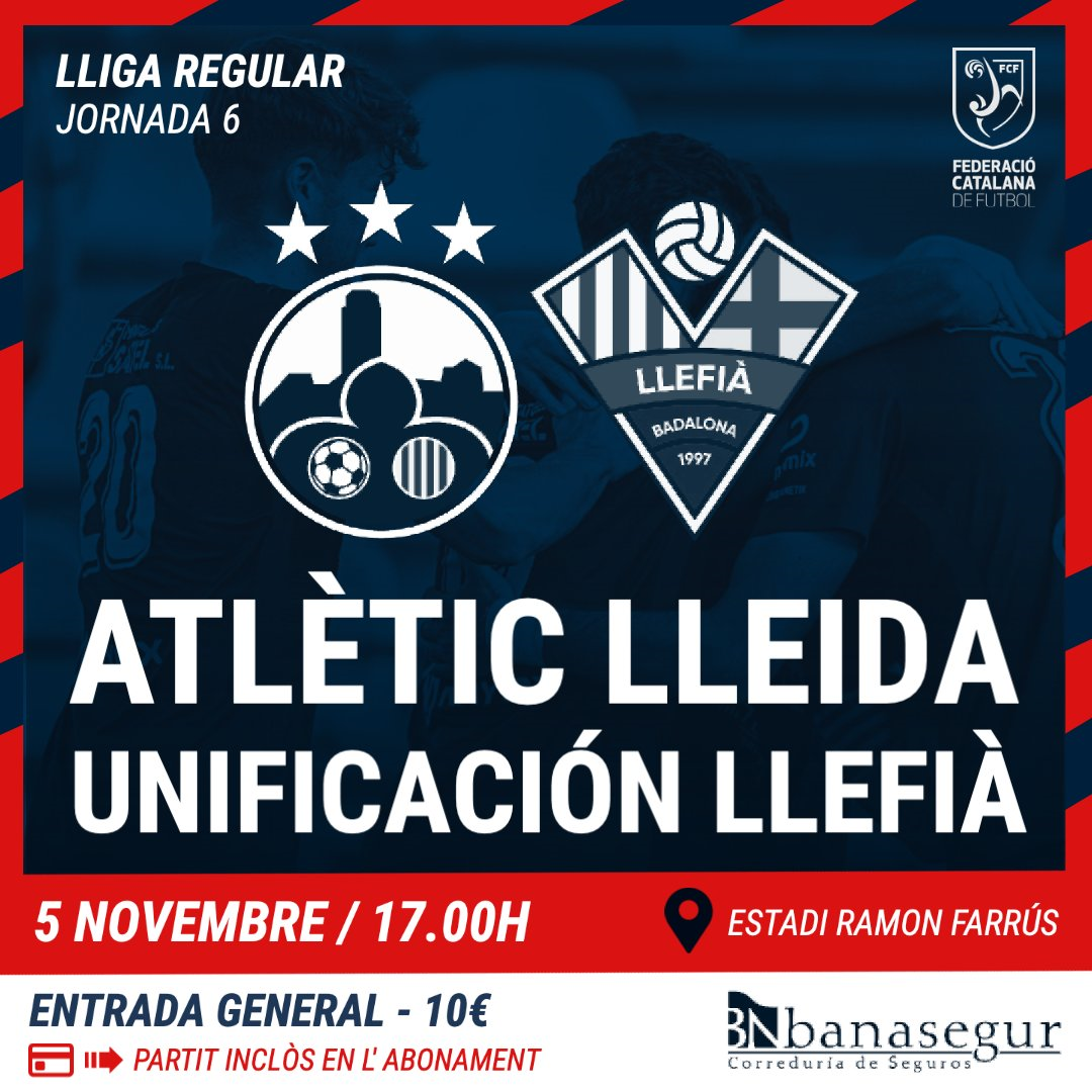 Sorteig 2 Entrades Dobles per l'Atlètic Lleida - Unificación Llefià CF
