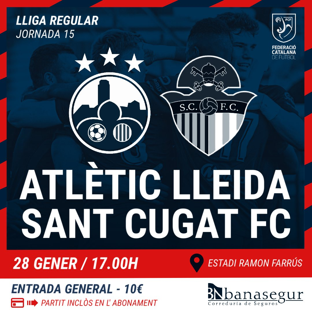 Sorteig 2 Entrades Dobles per l'Atlètic Lleida - Sant Cugat FC