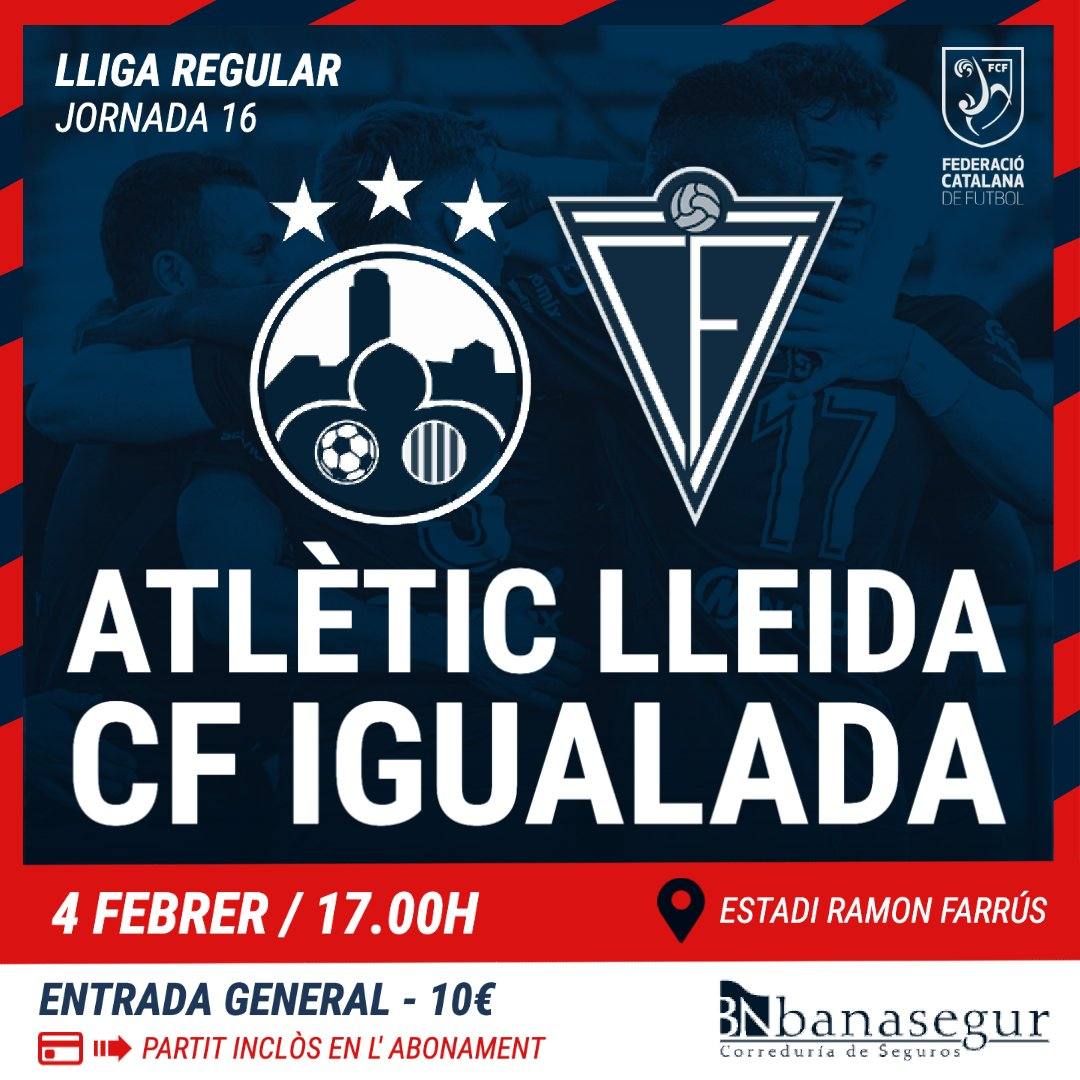 Sorteig 2 Entrades Dobles per l'Atlètic Lleida - CF Igualada