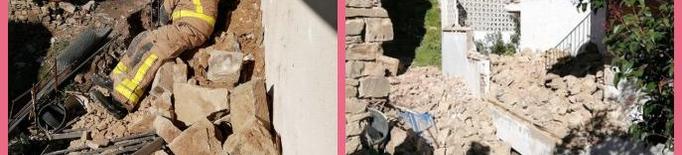 La caiguda d'un mur de pedra antic obliga a desallotjar dues finques a Tàrrega