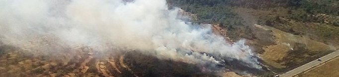 Un incendi crema un camp de blat a les Garrigues