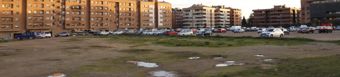 Arbres al gran solar d'Alcalde Pujol de Lleida, que deixarà de ser un aparcament