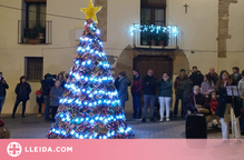 Un arbre de Nadal de ganxet il·lumina Vilanova de Segrià