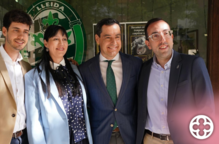 Juanma Moreno visita Lleida per donar suport a la candidatura del Partit Popular al Parlament