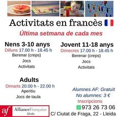 Activitats en francès a Alliance Française de Lleida