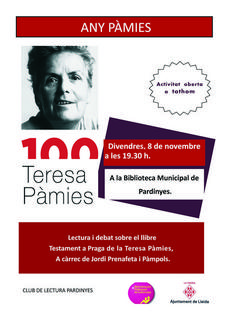 Lectura i debat del llibre 'Testament a Praga' de Teresa Pàmies