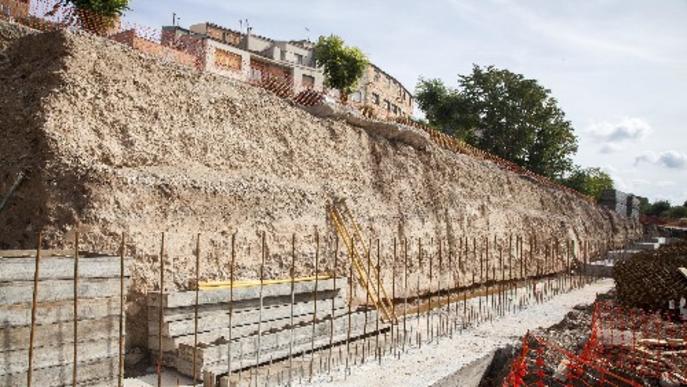 Obres de reconstrucció del mur de contenció de Ciutadilla