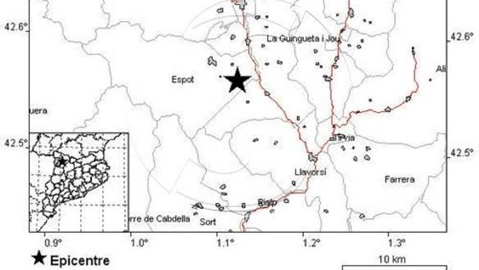 Terratrèmol de 2,8 graus al Sobirà, amb epicentre a Espot