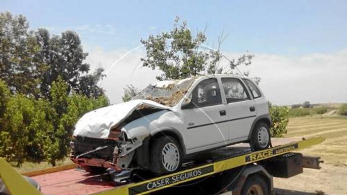 Il·lès després de xocar contra una caseta entre Alpicat i Torrefarrera