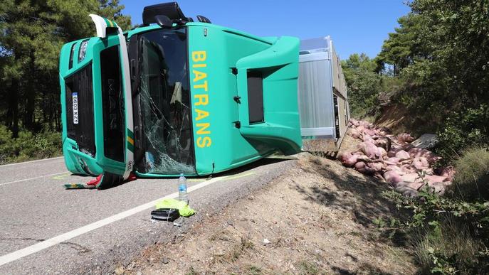 Tallen més de 8 hores la C-1412b a la Baronia de Rialb al bolcar un tràiler