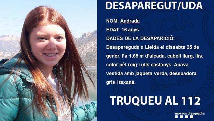 Demanen ajuda per trobar una jove desapareguda a Lleida