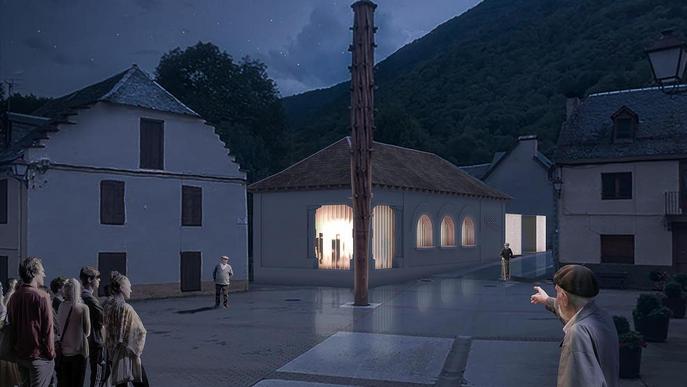 Muntatge de com quedarà l'equipament de la Casa deth Haro un cop finalitzada a Les, Val d'Aran