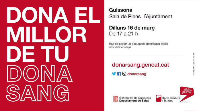 Vine a donar sang a Guissona!