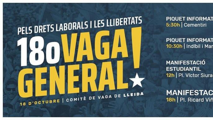 #VagaGeneral18O: L’equip de govern de la Paeria s’adhereix a la vaga general d'avui