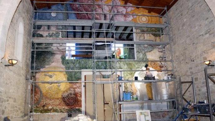 ⏯️ Josep Minguell enllesteix el seu darrer mural a l'ermita del parc Sant Eloi de Tàrrega