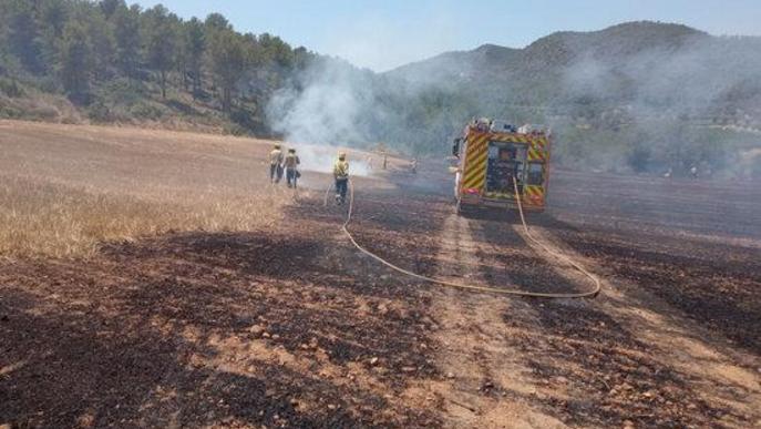 Un incendi crema 2,5 hectàrees agrícoles a Sant Jaume dels Domenys