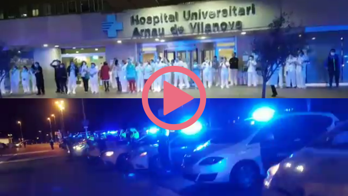 ⏯️ #VÍDEO | Policies lleidatans homenatgen el personal sanitari amb sirenes i aplaudiments
