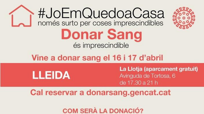 Noves dates per donar sang a La Llotja de Lleida