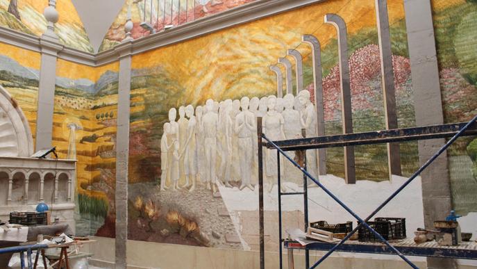 Josep Minguell reivindica la pintura al fresc en plena pandèmia amb un mural de 100 metres quadrats