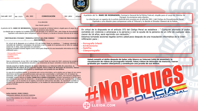 ℹ️ Citació de l'Europol: torna l'estafa per email que suplanta cossos i forces de seguretat