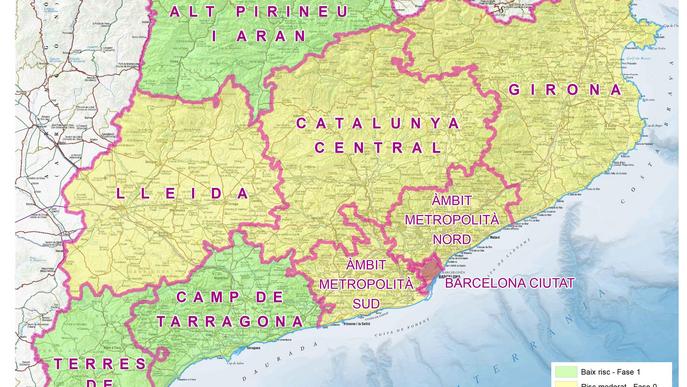 Mapa dels nivells de risc i fases de desconfinament