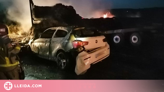 Aparatòs accident entre un turisme i un tractor a la L-200 a Puiggròs