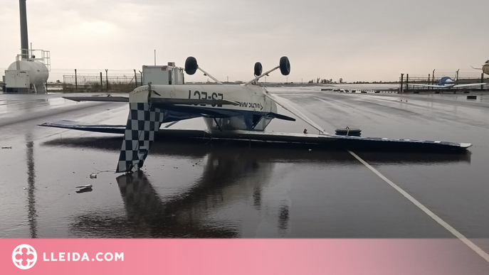 Les fortes ratxes de vent deixa múltiples destrosses a l'aeroport d'Alguaire