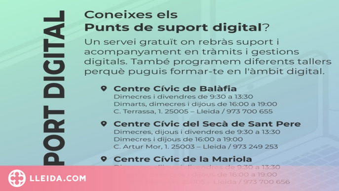 Nous tallers digitals als Punts de suport dels centres cívics de Lleida