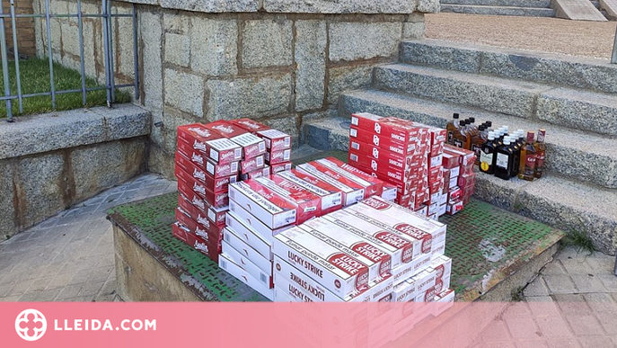 Decomissen més de 1.200 paquets de tabac de contraban i disset ampolles d'alcohol d'Andorra