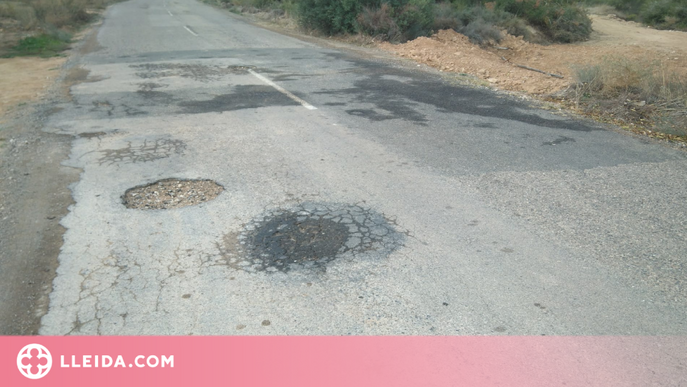 Denuncien el deteriorament d'una carretera entre el Segrià i les Garrigues