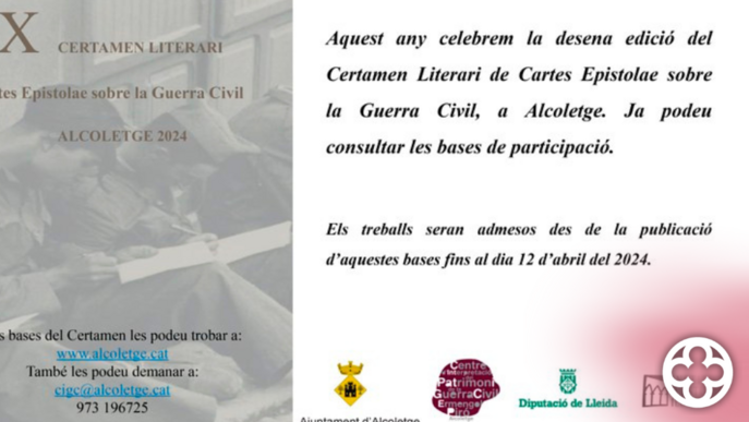 Rècord de participació en el concurs literari 'Epistolae' d'Alcoletge sobre la Guerra Civil Espanyola