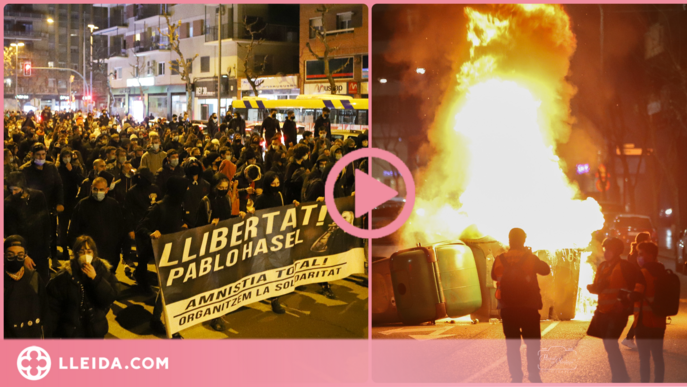 ⏯️ Lleida torna a cremar en la segona nit de protestes per l'empresonament de Hasel