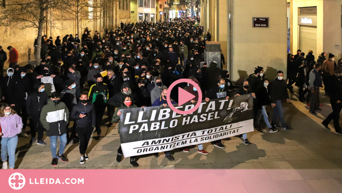 ⏯️ Més de 400 persones tornen a sortir als carrers de Lleida contra l'empresonament de Hasel