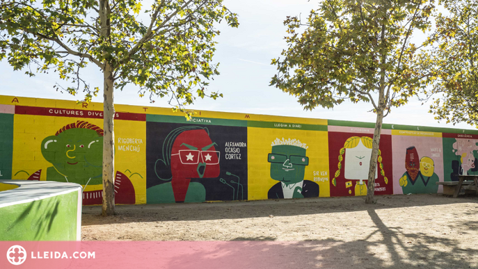 Un institut lleidatà estrena nou mural amb caricatures de personatges històrics