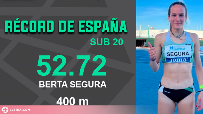 ⏯️ La lleidatana Berta Segura bat el rècord de Catalunya absolut de 400 metres i d'Espanya sub20