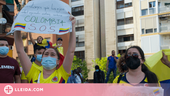 Manifestació a Lleida per donar suport al Paro Nacional de Colòmbia