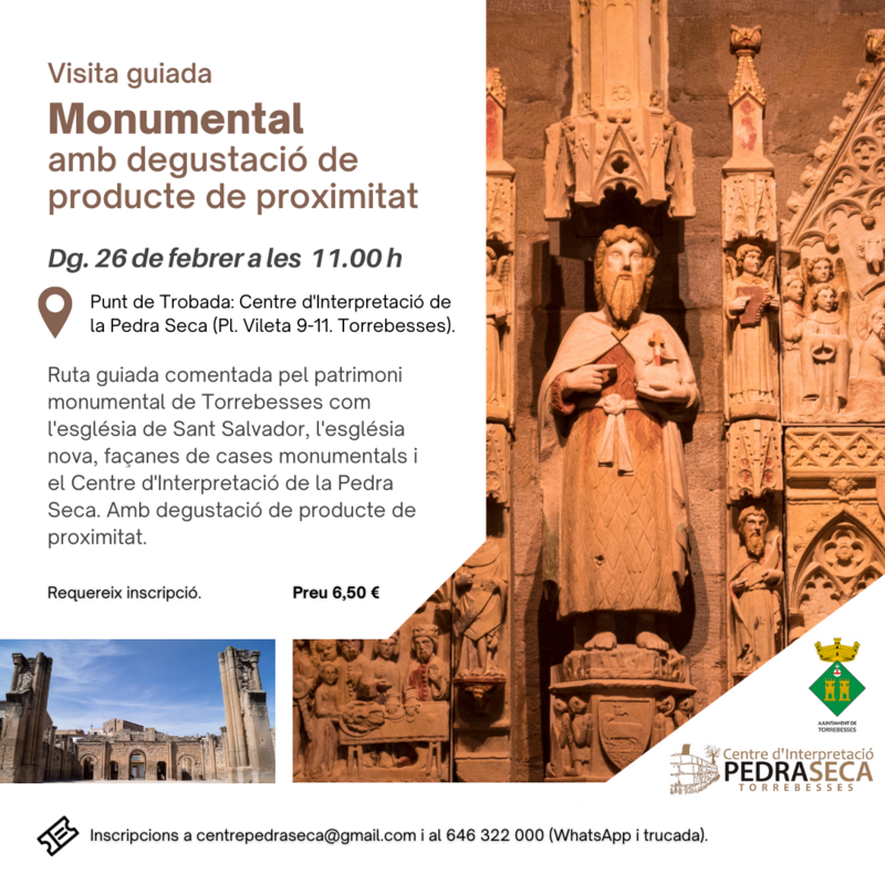  Visita guiada monumental a Torrebesses i degustació de producte de proximitat | Dg. 26 de febrer a les 11.00 h