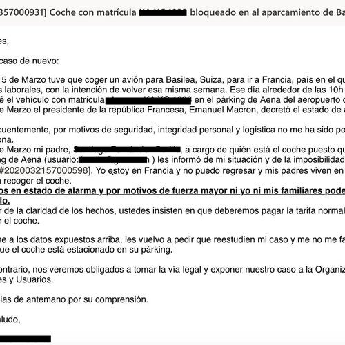 Un lleidatà confinat a França exigeix a AENA no cobrar l’estacionament del seu cotxe, aparcat a l’aeroport de Barcelona des del març