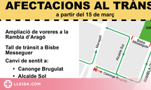 ℹ️ Talls i recomanacions de trànsit per les obres a la Rambla d'Aragó de Lleida