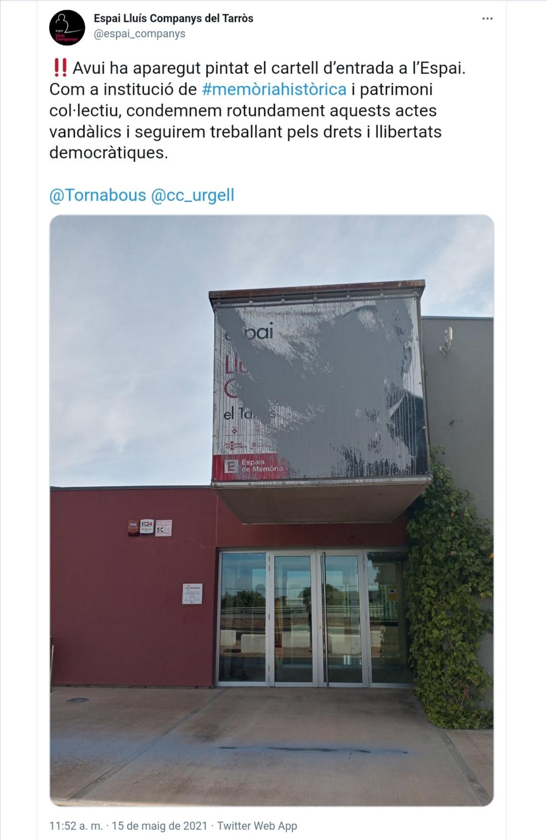 Tweet Espai Lluís Companys Tarròs