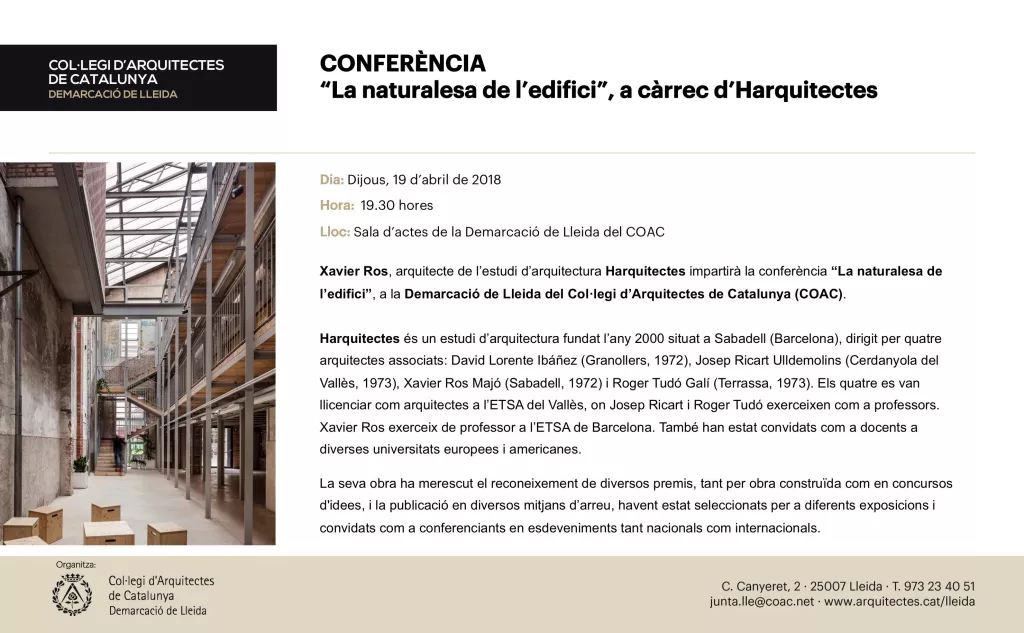 Conferència: 'La naturalesa de l'edifici'