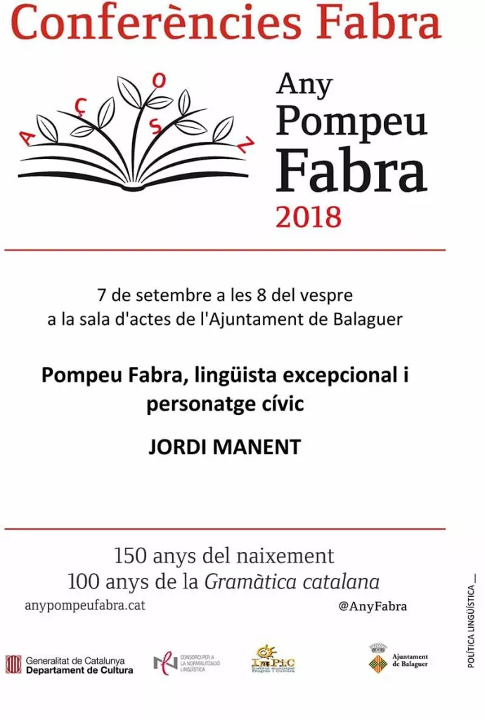 Conferència: 'Pompeu Fabra, lingüista excepcional i personatge cívic'