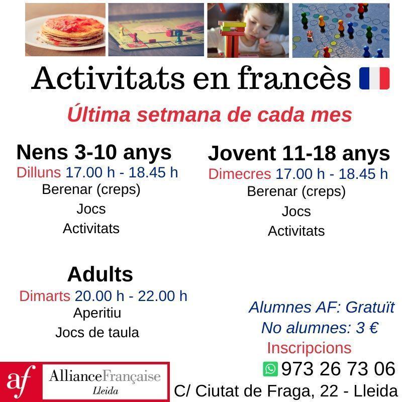 Activitats en francès a Alliance Française de Lleida