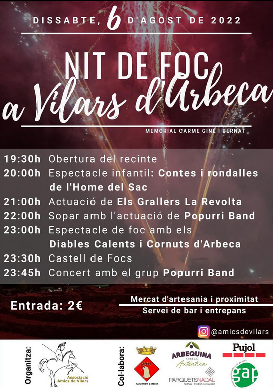 Nit de foc als Vilars d'Arbeca