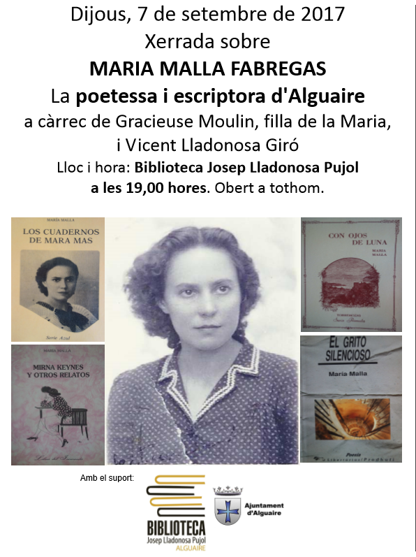 Maria Malla, poetessa i escriptora d'Alguaire