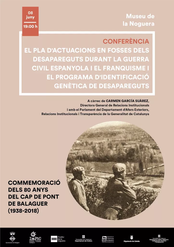 Conferència: "El pla d'actuacions en fosses dels desapareguts durant la Guerra Civil i el programa d'identificació genètica de desapareguts"