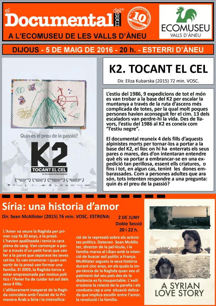 Projecció del documental 'K2. Tocant el cel'