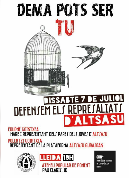 Demà pots ser tu: defensem els represaliats d'Altsasu