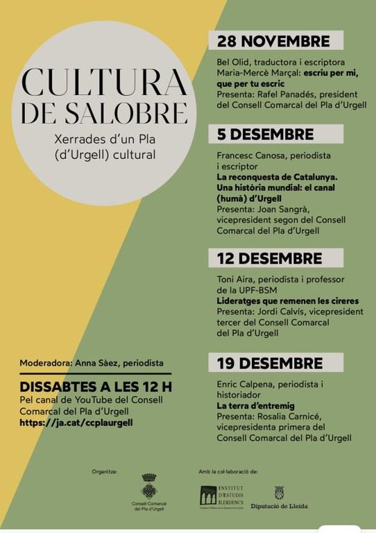 Cicle xerrades en línia "Cultura de salobre"