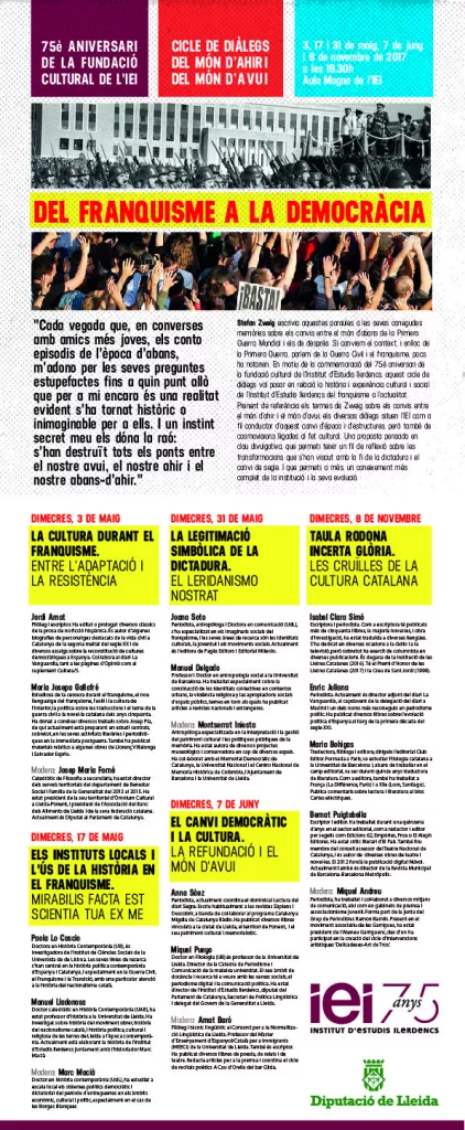 Diàlegs del món d'ahir i del món d'avui. Del franquisme a la democràcia'